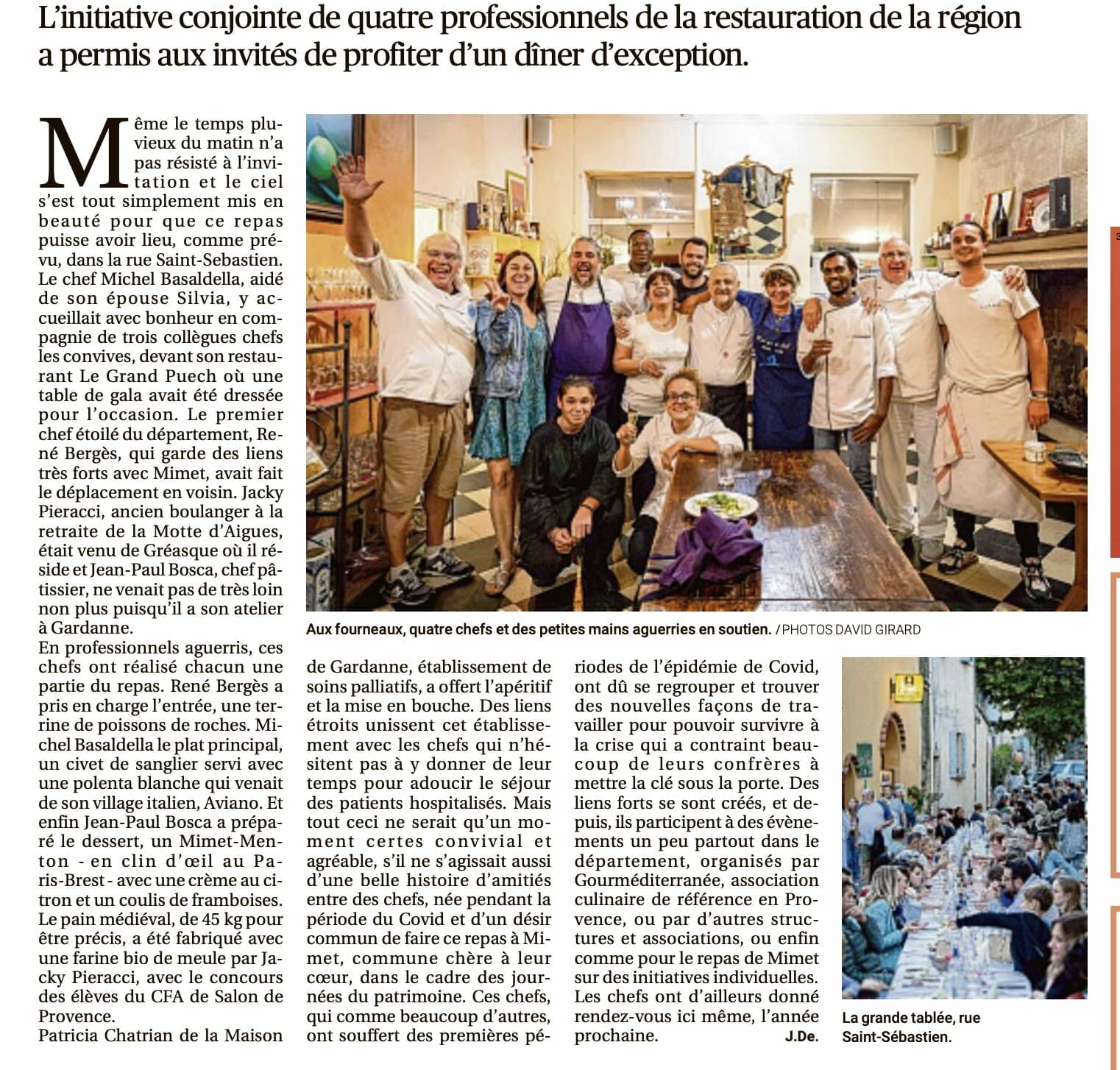 Le souper des Chefs : l'article dans la Provence